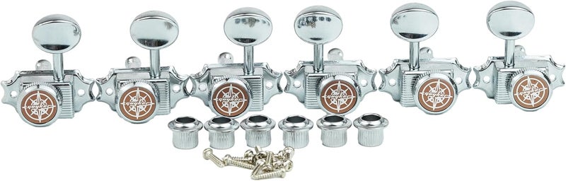 guyker Guitar Locking Tuners (3L + 3R Handed) – Vintage Deluxe Lock String Tuning Key Pegs Machine Heads Replacement Parts – Chrome - Image 1